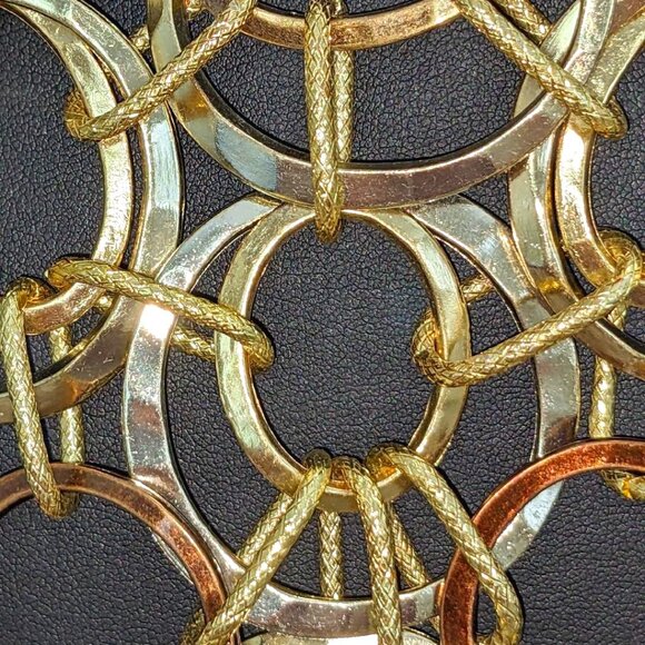 Fun Maze of Circles Necklace Gold and Copper-Bronze   NWT - Picture 2 of 6